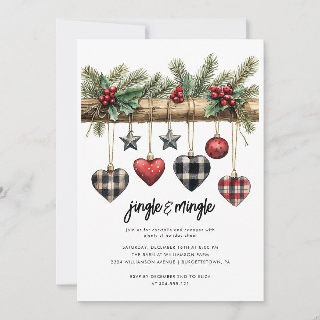 Rustic Country Christmas Party Invitation Einladung (Vorderseite)