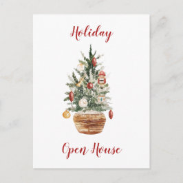 Rustic Country Christmas Tree Open House Party Postkarte