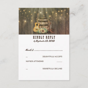 Rustic Country Cowboy Boots Wedding RSVP Karte