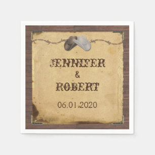 Rustic Country Cowboy Hats Wedkin Napkin Serviette
