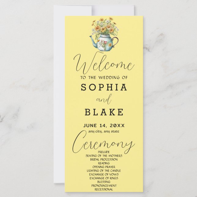 Rustic Country Daisies Baby Yellow Wedding Program (Vorderseite)