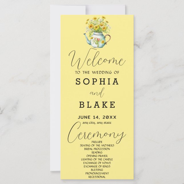 Rustic Country Daisies Baby Yellow Wedding Program (Vorderseite)