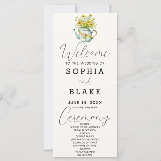 Rustic Country Daisies White Cream Wedding Program (Vorderseite)