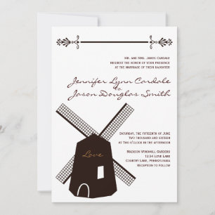 Rustic Country Dutch Windmill Wedding Einladungen