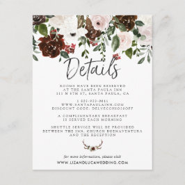 Rustic Country Floral Boho Hochzeiten Gastdetails Begleitkarte
