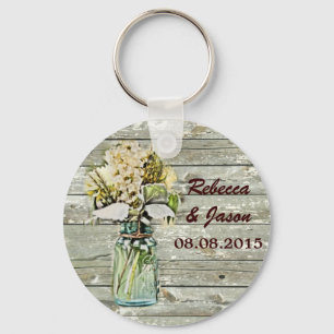 rustic country floral mason jar wedding thank you schlüsselanhänger