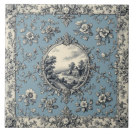 Rustic Country Floral Motifs Mute Tones Distressed Fliese