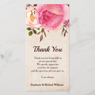 Rustic Country Floral Wedding Danke Karte
