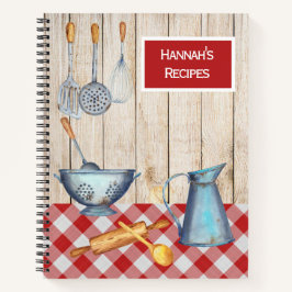 Rustic Country Kitchen Utensies Rezept Notebook Notizbuch