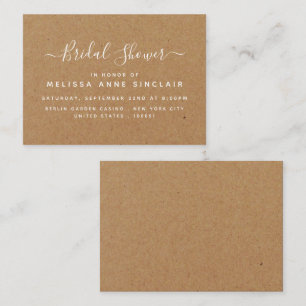 Rustic Country Kraft Brautparty Ticket Einladung