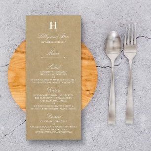 Rustic Country Kraft Wedding Menu Template Menükarte