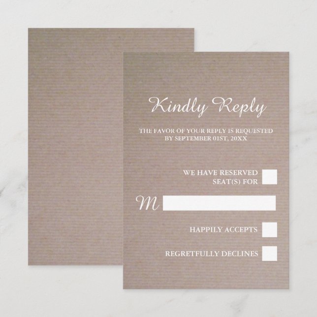 Rustic Country Kraft Wedding RSVP Karte (Vorne/Hinten)