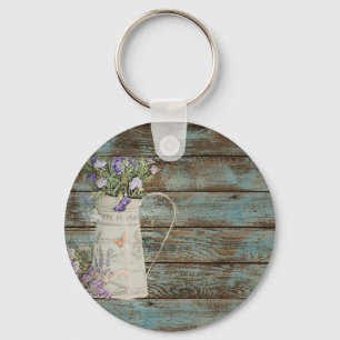 rustic country lavender whitewash blue barn wood schlüsselanhänger