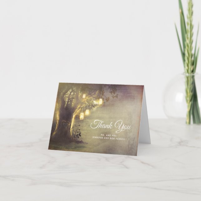 Rustic Country Liebe Tree Hochzeit Vielen Dank Dankeskarte (Vorderseite)