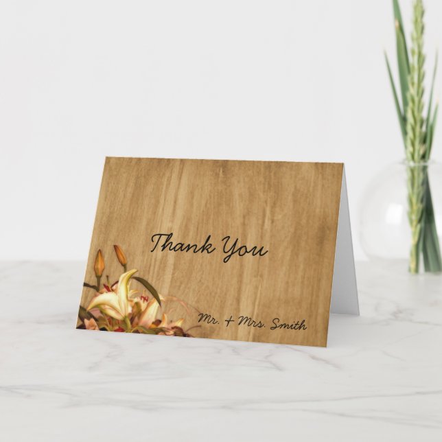 Rustic Country Lily Watercolor Thank You card Dankeskarte (Vorderseite)