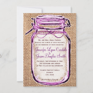 Rustic Country Mason Jar Burlap Einladung Hochzeit
