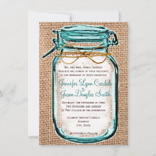 Rustic Country Mason Jar Burlap Einladung Hochzeit