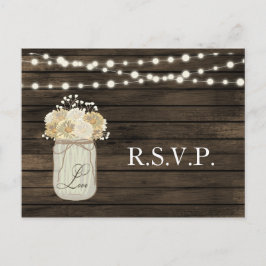 Rustic Country Mason Jar Daisy Barn Wood Wedding Einladungspostkarte