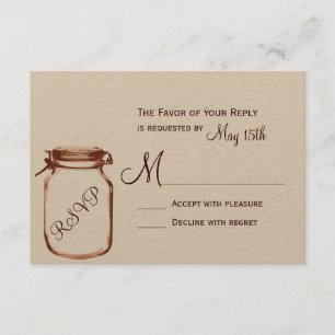 Rustic Country Mason Jar Wedding RSVP Cards