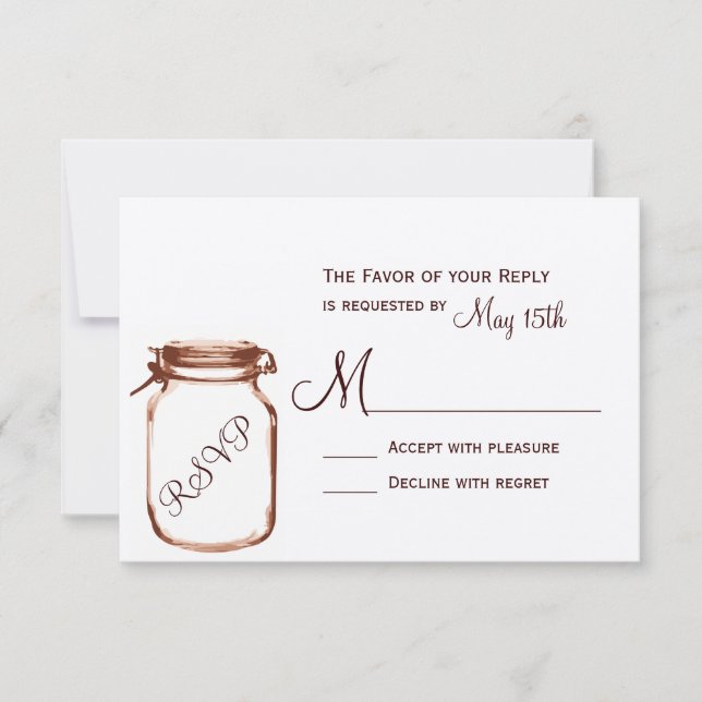 Rustic Country Mason Jar Wedding RSVP Cards Karte (Vorderseite)