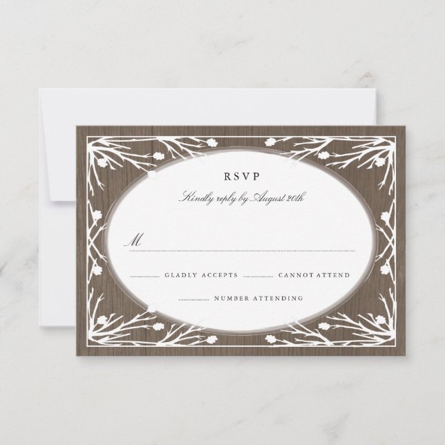 Rustic Country Monogram Wedding RSVP Karte (Vorderseite)