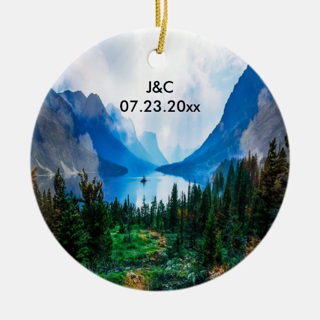 Rustic Country Mountains Keramik Ornament (Vorne)