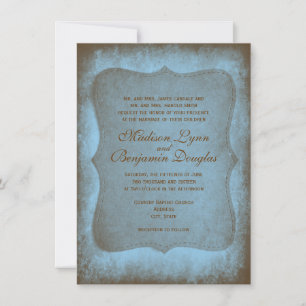 Rustic Country Muddy Blue Wedding Einladungen