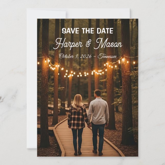 Rustic Country Path Save the Date Photo Card (Vorderseite)