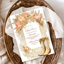 Rustic Country Peony Boots Baby Dusche