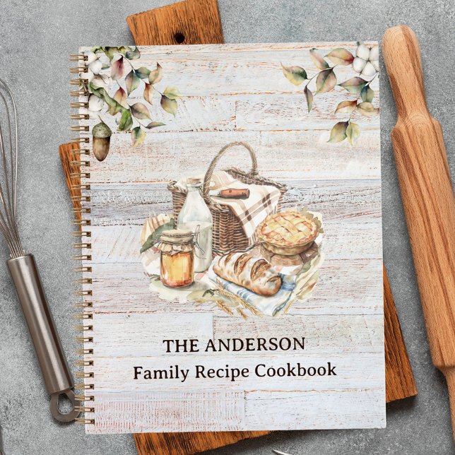 Rustic Country Personalized Family Recipe Book Notizbuch (In situ)