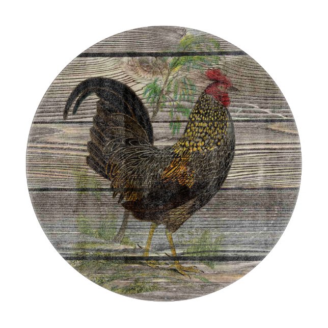 Rustic Country Rooster Küche Schneidebrett (Vorderseite)