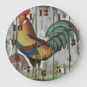 Rustic Country Rooster Landhaus Küche Große Wanduhr