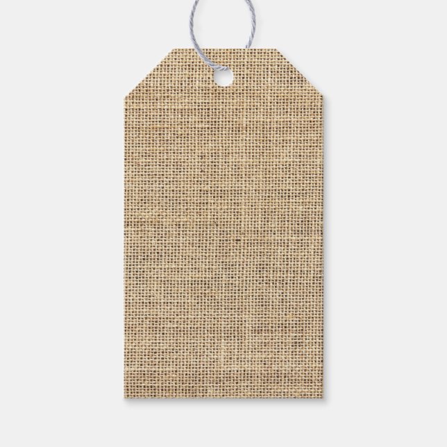 Rustic Country Vintage Burlap Geschenkanhänger (Vorderseite)