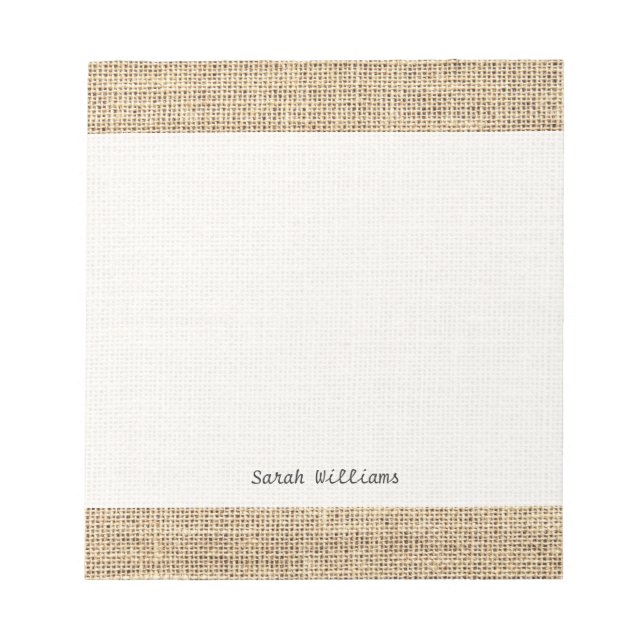 Rustic Country Vintage Burlap Notizblock (Vorderseite)