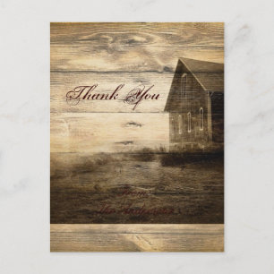 Rustic Country Wood Barn Wedding danke Postkarte