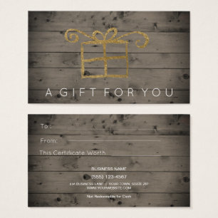 Rustic Country Wood Gold Geschenkgutschein