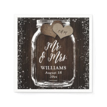 Rustic Country Wood Mason Jar Mr & Mrs Wedding