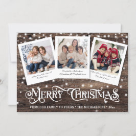Rustic Country Wood Merry Christmas Foto Feiertagskarte