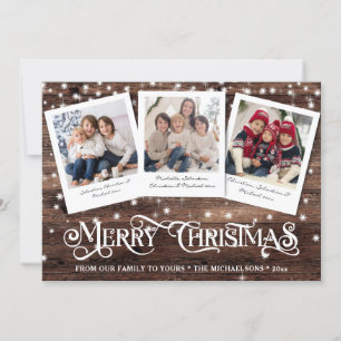 Rustic Country Wood Merry Christmas Foto Feiertagskarte