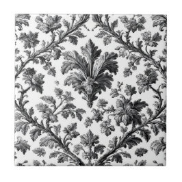 Rustic Countryside Floral Motif Monochrome Elegant Fliese