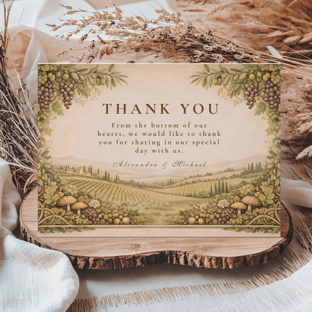 Rustic Countryside Vineyard Wedding Dankeskarte (Von Creator hochgeladen)