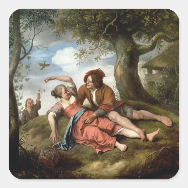 Rustic Courtship Quadratischer Aufkleber (Vorderseite)