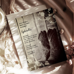 Rustic Cowboy Boots Floral Western Brautparty Einladung