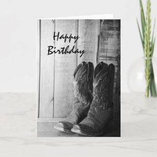 Rustic Cowboy Boots Happy Birthday Karte