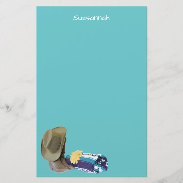 Rustic Cowboy Boots Hat Blue Lila Blanket Custom Briefpapier (Vorderseite)