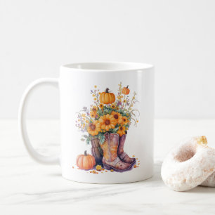 Rustic Cowboy Boots Sonnenblume Pumpkin Kaffeetasse