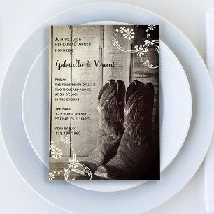 Rustic Cowboy Boots Western Rehearsal Dinner   Einladung