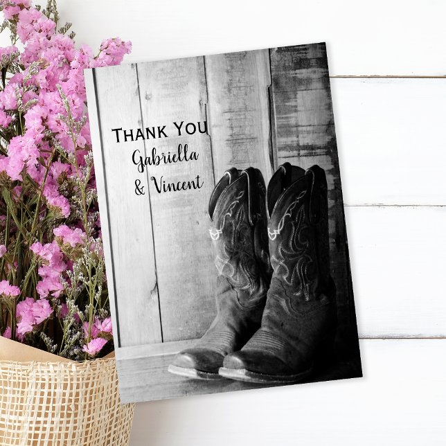 Rustic Cowboy Boots Western Wedding Danke Mitteilungskarte (Von Creator hochgeladen)