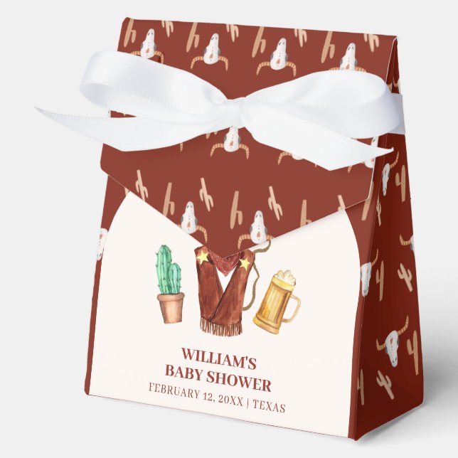 Rustic Cowboy Cactus Beer Arch Boy Baby Dusche Geschenkschachtel (Vorderseite)