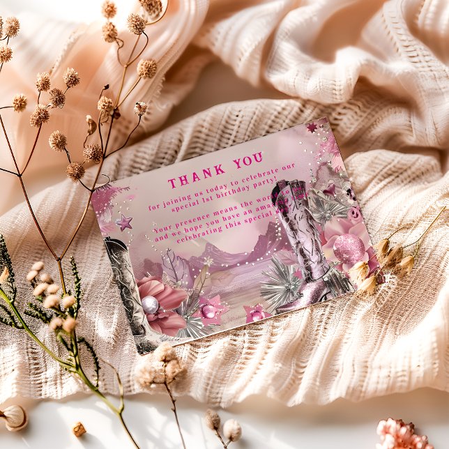 Rustic Cowboy Rodeo 1st Birthday Design Dankeskarte (Von Creator hochgeladen)